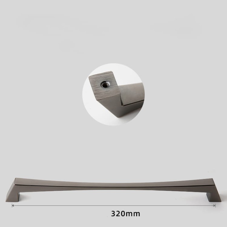 Uchwyt meblowy Peral – nowoczesny, elegancki uchwyt w kolorach: złoty szczotkowany, złoty, czarny, szary perłowy i nikiel szczotkowany, w rozmiarach 128–320 mm, idealny do mebli kuchennych, łazienkowych, szafek i szuflad.
