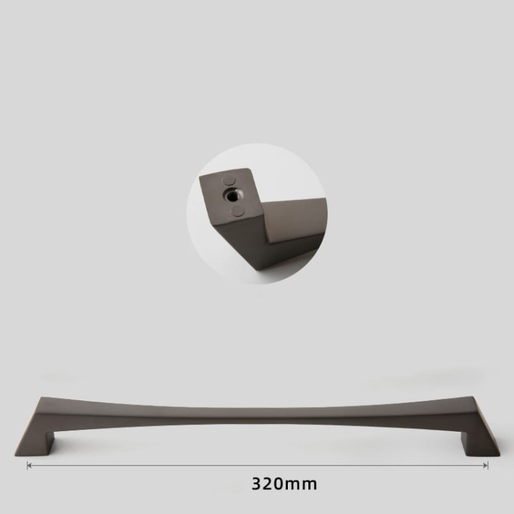 Uchwyt meblowy Peral – nowoczesny, elegancki uchwyt w kolorach: złoty szczotkowany, złoty, czarny, szary perłowy i nikiel szczotkowany, w rozmiarach 128–320 mm, idealny do mebli kuchennych, łazienkowych, szafek i szuflad.