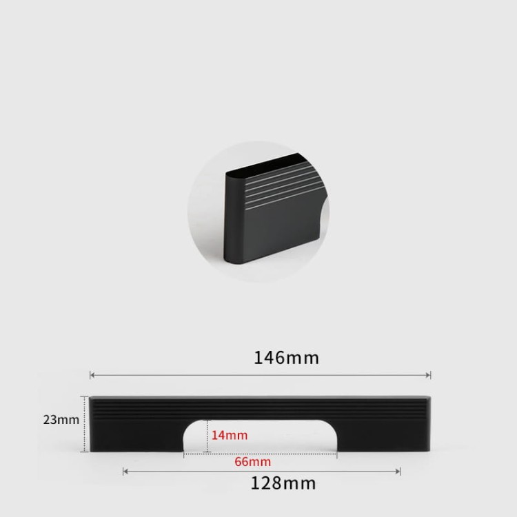 Uchwyt meblowy Vista – nowoczesny, minimalistyczny uchwyt w kolorach czarny, szampańskie złoto i szary popielaty, w rozmiarach 96–960 mm, do mebli kuchennych, łazienkowych, szafek, szuflad i komód – sklep euchwyty.pl.