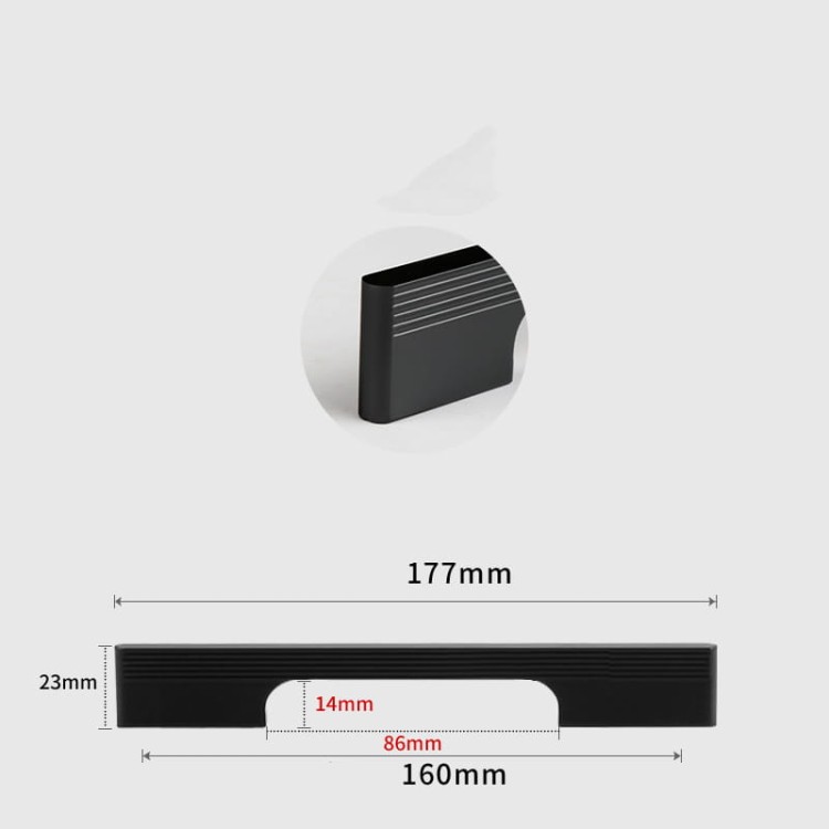 Czarny matowy uchwyt meblowy Vista, rozstaw 160 mm do szafek i komód