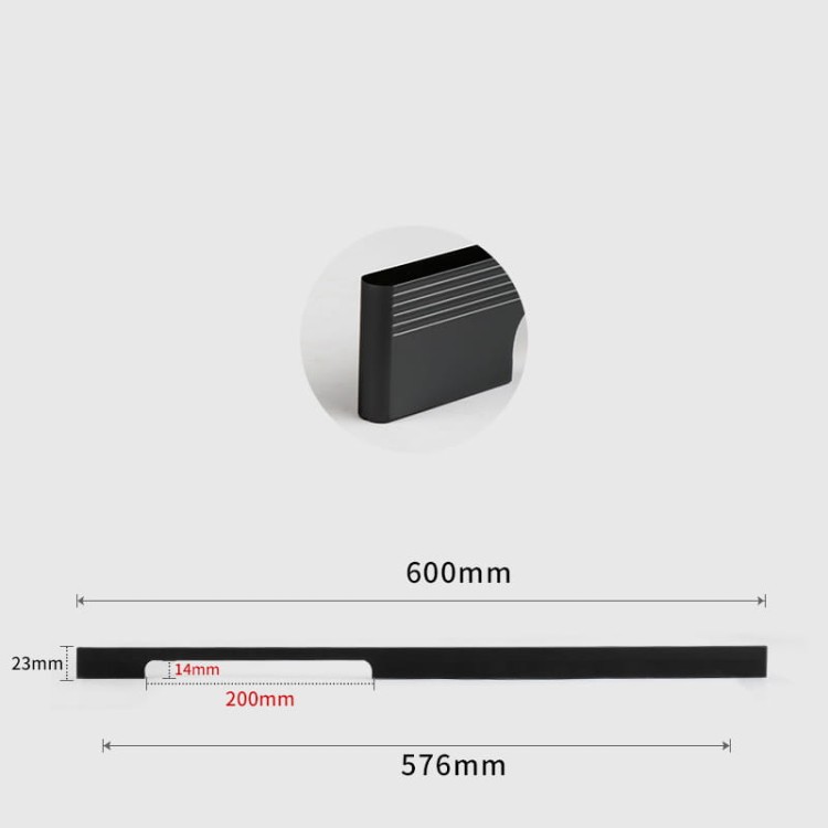 Długi czarny matowy uchwyt meblowy Vista, rozstaw 576 mm do szerokich szuflad