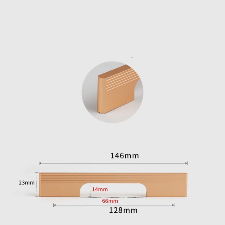 Uchwyt meblowy Vista – nowoczesny, minimalistyczny uchwyt w kolorach czarny, szampańskie złoto i szary popielaty, w rozmiarach 96–960 mm, do mebli kuchennych, łazienkowych, szafek, szuflad i komód – sklep euchwyty.pl.