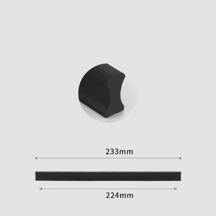 Długi czarny matowy uchwyt meblowy Fava, rozstaw 256 mm do pojemnych szuflad
