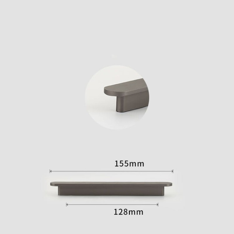 Szary krawędziowy uchwyt do mebli Terra, rozstaw 128 mm w stylu minimalistycznym