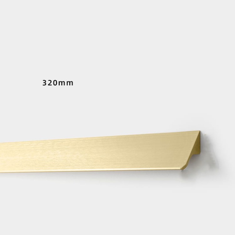 Podłużny złoty szczotkowany uchwyt meblowy Largo, rozstaw 320 mm do szerokich szuflad
