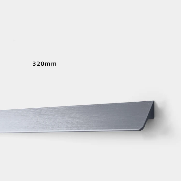 Podłużny szary szczotkowany uchwyt meblowy Largo, rozstaw 320 mm do szerokich szuflad