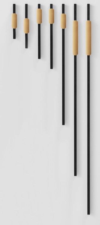 Möbelgriff Arada – moderner linearer Griff in Schwarz mit goldener Einlage, erhältlich in 96, 128, 160, 192, 320, 546 und 960 mm. Ideal für Küchenschränke, Schubladen und hohe Möbelfronten – egriffe.at