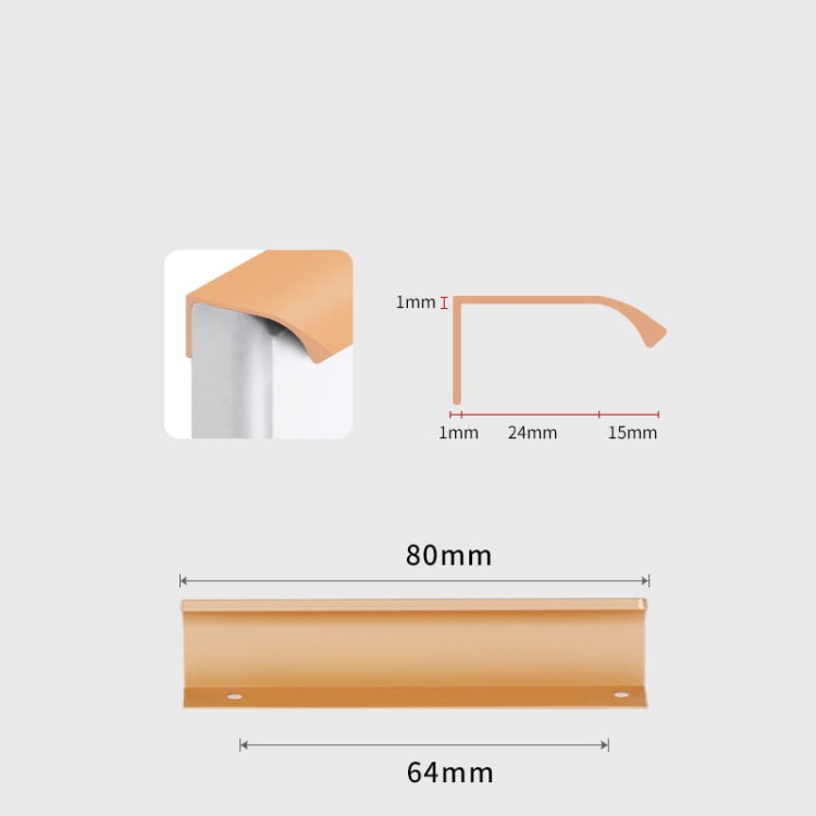 Uchwyt meblowy Isabel – krawędziowy aluminiowy uchwyt na górną krawędź frontu w kolorach czarny i szampański złoty, rozmiary 64–960 mm, sklep euchwyty.pl