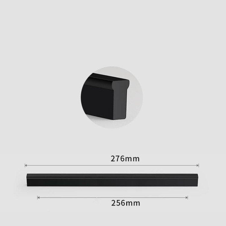 Długi czarny matowy uchwyt meblowy Jimba do szerokich frontów meblowych 256 mm