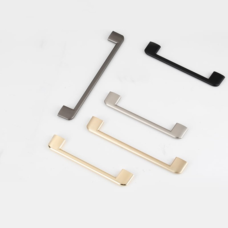 Möbelgriff Sabalo – moderner minimalistischer Griff für Küchenschränke, Schubladen, Kommoden und Badmöbel in Schwarz, gebürstetem Gold, gebürstetem Nickel und Perlgrau. Größen 128, 160, 192 und 256 mm – egriffe.at