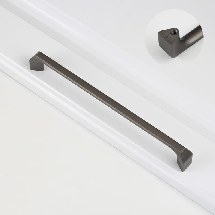 Elegancki szary perłowy uchwyt meblowy Beliz o rozstawie 320 mm