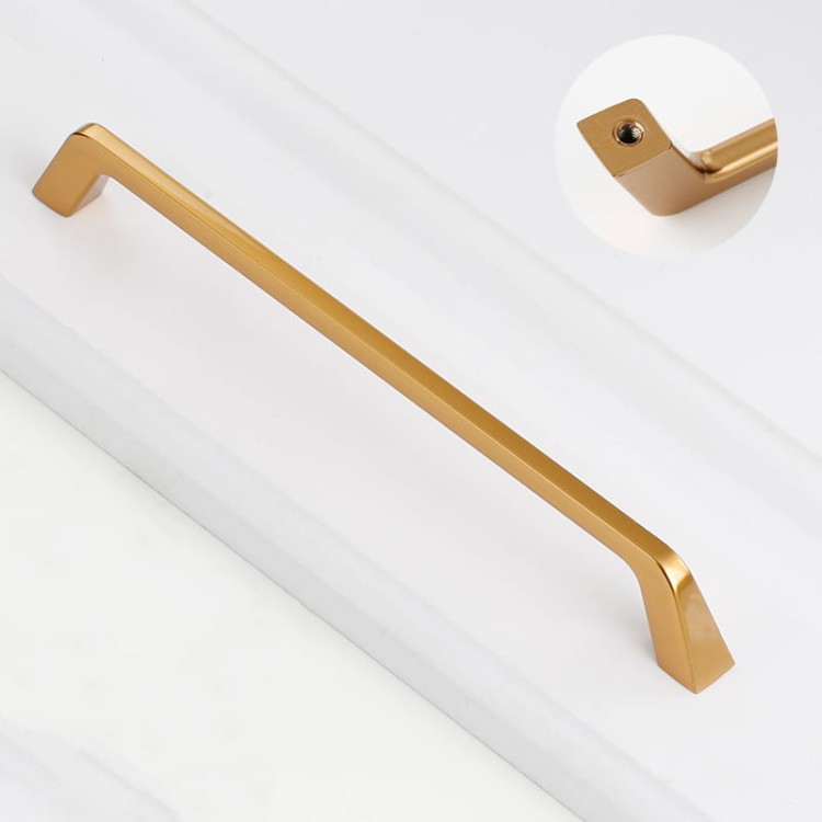 Elegancki złoty szczotkowany uchwyt do szafek kuchennych i komód Amarito w rozmiarze 192 mm