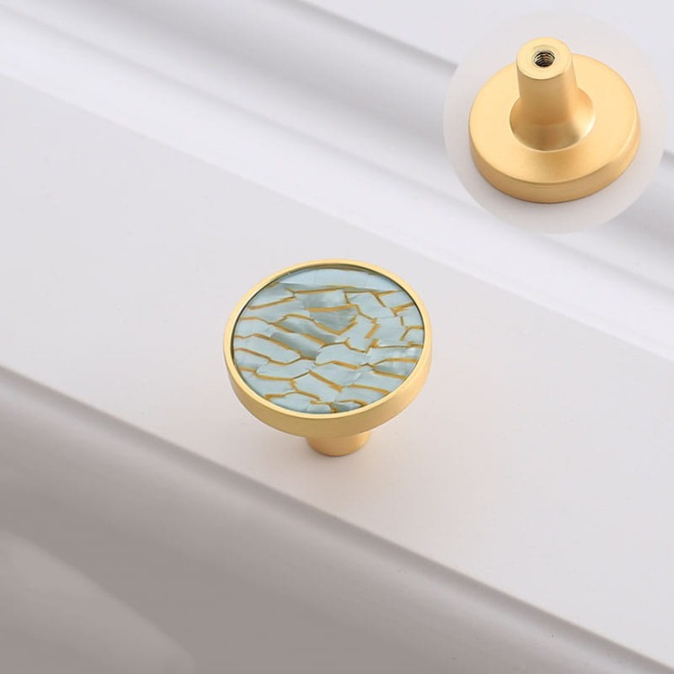 Möbelknopf Santa – farbige runde Knöpfe mit goldenem Rand für Schränke und Kommoden, dekorative Möbelgriffe, erhältlich im Shop egriffe.at