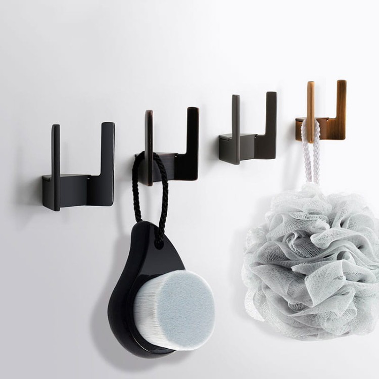 Wandhaken Martin – moderner doppelter Wandhaken für Bad und Flur, Aluminiumhaken in Schwarz, Mattbraun, gebürstetem Nickel, Perlgrau, gebürstetem Gold und ORB, erhältlich im Shop egriffe.at