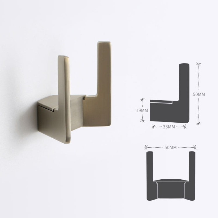 Wandhaken Martin – moderner doppelter Wandhaken für Bad und Flur, Aluminiumhaken in Schwarz, Mattbraun, gebürstetem Nickel, Perlgrau, gebürstetem Gold und ORB, erhältlich im Shop egriffe.at