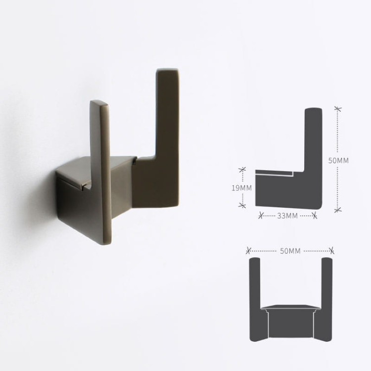 Wandhaken Martin – moderner doppelter Wandhaken für Bad und Flur, Aluminiumhaken in Schwarz, Mattbraun, gebürstetem Nickel, Perlgrau, gebürstetem Gold und ORB, erhältlich im Shop egriffe.at