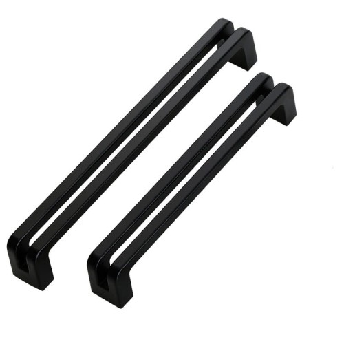 Möbelgriff Pino – schwarzer länglicher Aufsatzgriff für Schränke und Schubladen, moderner Griff für Küchenmöbel, erhältlich im Shop egriffe.at