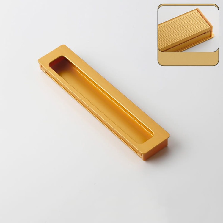 Möbelgriff Olivos – länglicher eingelassener Griff für Schränke und Schubladen in Gold, Größe 150 mm, erhältlich im Shop egriffe.at