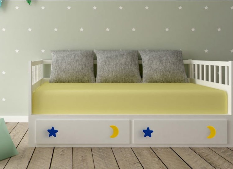 Kinder-Möbelgriff Star – gelber und blauer sternförmiger Möbelknopf für Schränke und Kommoden im Kinderzimmer, erhältlich im Shop egriffe.at