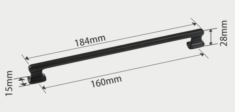 Möbelgriff Maceo – moderner und klassischer Aufsatzgriff für Schränke und Schubladen in gebürstetem Gold, gebürstetem Nickel, Perlgrau und Schwarz. Größen 96, 128, 160 und 192 mm – egriffe.at.