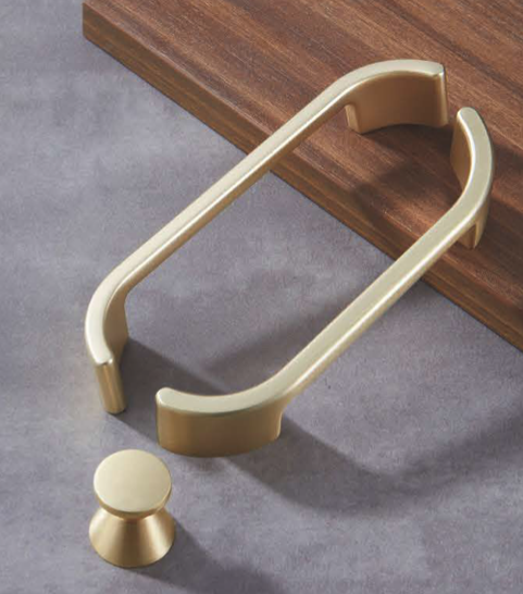 Möbelgriff Palomo – goldener Griff und Knopf für Schränke und Schubladen, eleganter Griff für Möbelfronten, erhältlich im Shop egriffe.at