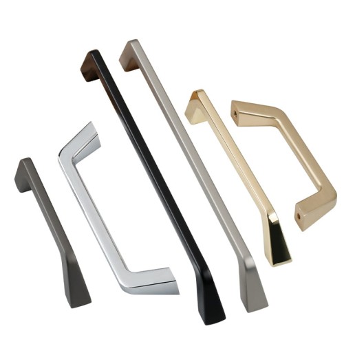 Möbelgriff Amarito – moderner Aufsatzgriff für Schränke und Schubladen in gebürstetem Gold, Schwarz, Perlgrau, gebürstetem Nickel, hellem Sandschwarz und Sandgold. Schlichter Küchengriff – egriffe.at.