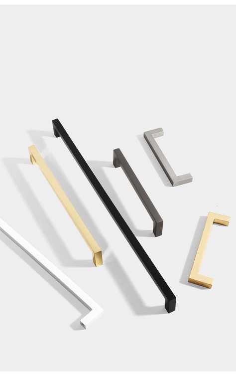 Möbelgriff Tinaja – moderner minimalistischer Griff als Knopf oder Leiste in 128 und 320 mm. Sieben trendige Farben von Weiß und Schwarz bis Gold und Grau. Ideal für Küche, Bad, Schränke und Kommoden.