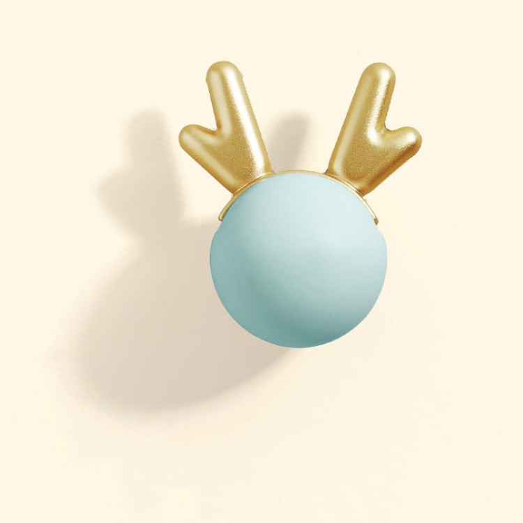 Kindermöbelgriff Deer – pastellfarbene Kugel mit dekorativem goldenem Geweih. Farben: Rosa, Grün, Hellblau und Weiß. Ideal für Schubladen, Kommoden und Schränke in märchenhaften, skandinavischen Kinderzimmern.