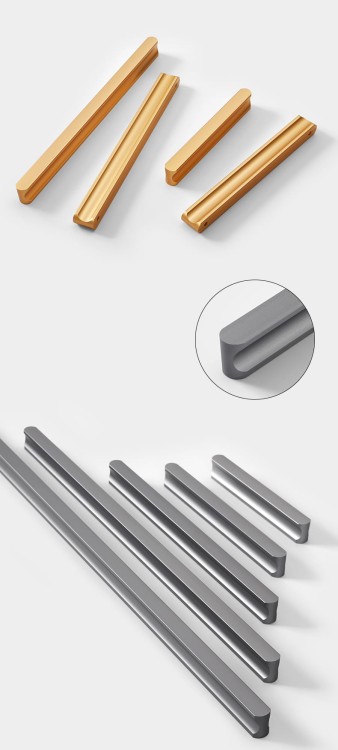 Zestaw uchwytów meblowych Tapia o różnych długościach w kolorze złotym i szarym