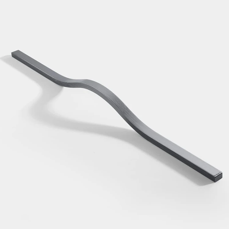 Długi szary szczotkowany uchwyt do mebli Imperio, długość 320 mm