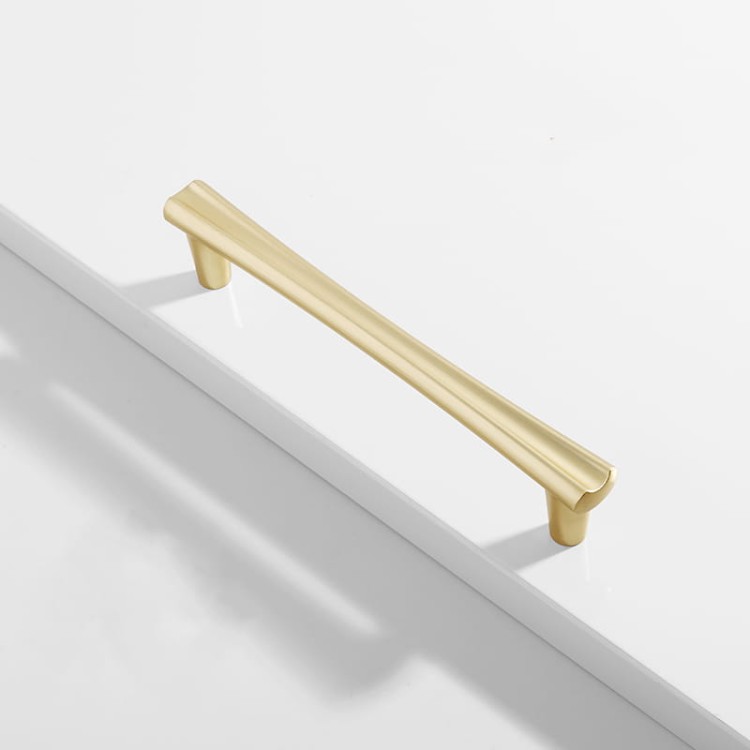 Möbelgriff Vegas – eleganter T-Bar-Griff 128 mm in gebürstetem Gold, Perlgrau und gebürstetem Aluminium. Ideal für moderne Küchen, Bäder, Schränke, Schubladen und Kommoden.