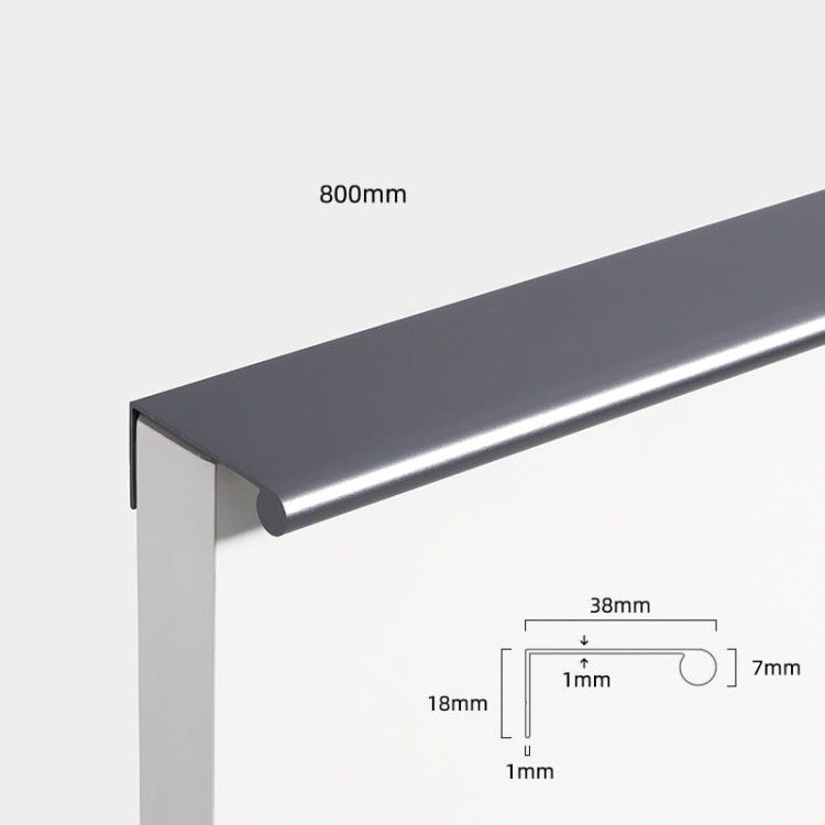 Najdłuższy szary uchwyt krawędziowy Bravo z aluminium, długość 800 mm