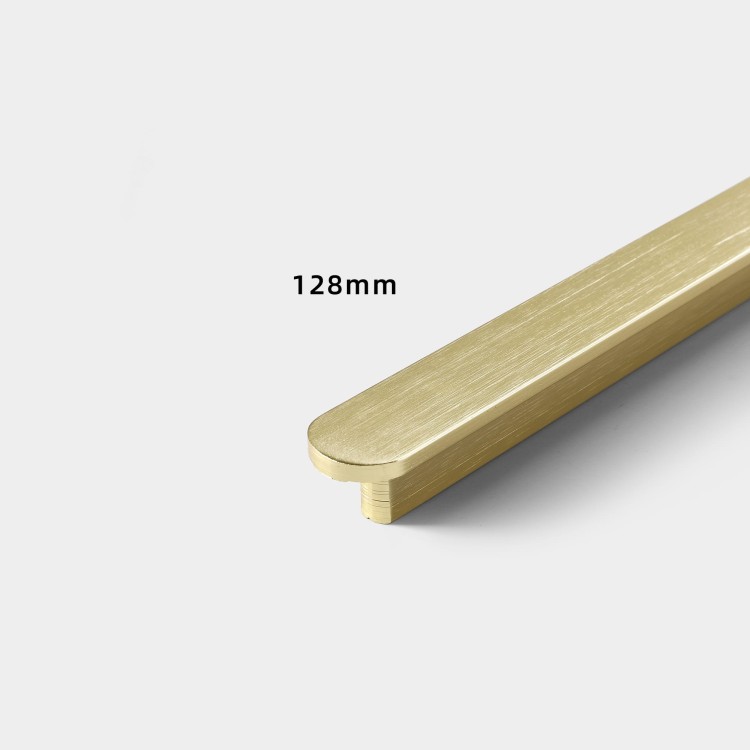 Elegancki złoty szczotkowany uchwyt krawędziowy Diame, rozstaw 128 mm do kuchni