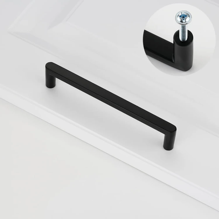 Czarny matowy uchwyt meblowy Vega, rozstaw 128 mm do szafek i szuflad
