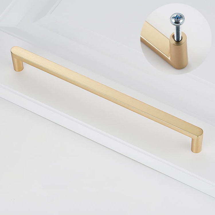 Elegancki złoty szczotkowany uchwyt meblowy Vega, rozstaw 192 mm do szuflad